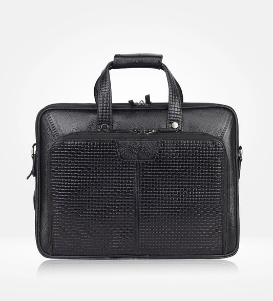 Álvaro : Genuine Leather Laptop Office Bag Black