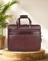 Álvaro : Genuine Leather Laptop Office Bag Brown