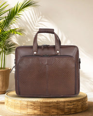 Álvaro : Genuine Leather Laptop Office Bag Chiku