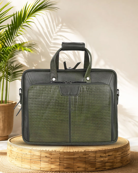 Álvaro : Genuine Leather Laptop Office Bag Green
