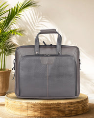 Álvaro : Genuine Leather Laptop Office Bag Gray