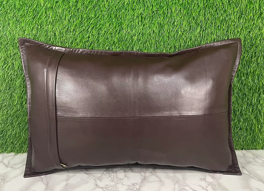 Genuine Leather Rectangle Pillow Cover Brown