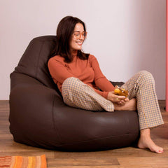 Luxury Genuine Leather Bean Bag Brown