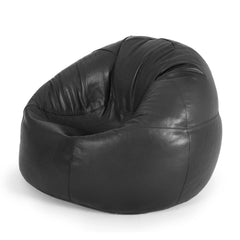 Genuine Cowhide Leather Beanbag Black