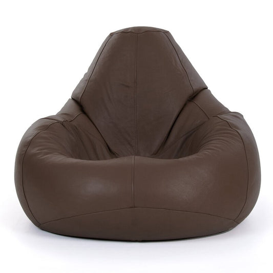 Premium Brown Genuine Leather Bean Bag Chair