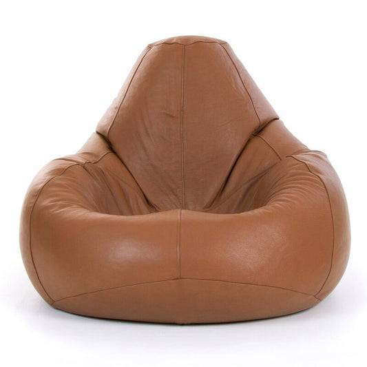 Premium Tan Genuine Leather Bean Bag Chair
