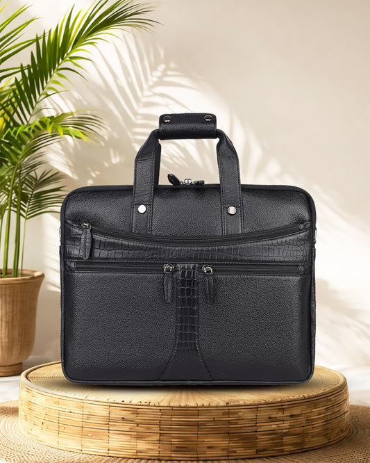 LUXOR : Genuine Leather Laptop Office Bag Black