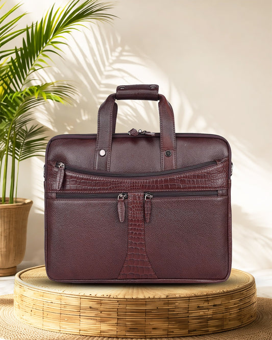 LUXOR : Genuine Leather Laptop Office Bag Brown