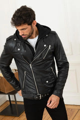 Men's Genuine Black Leather Jacket MLJ 04
