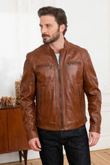 Men's Genuine Brown Leather Jacket MLJ 06