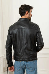 Men's Genuine Black Leather Jacket MLJ 07