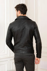 Men's Genuine Black Leather Jacket MLJ 09
