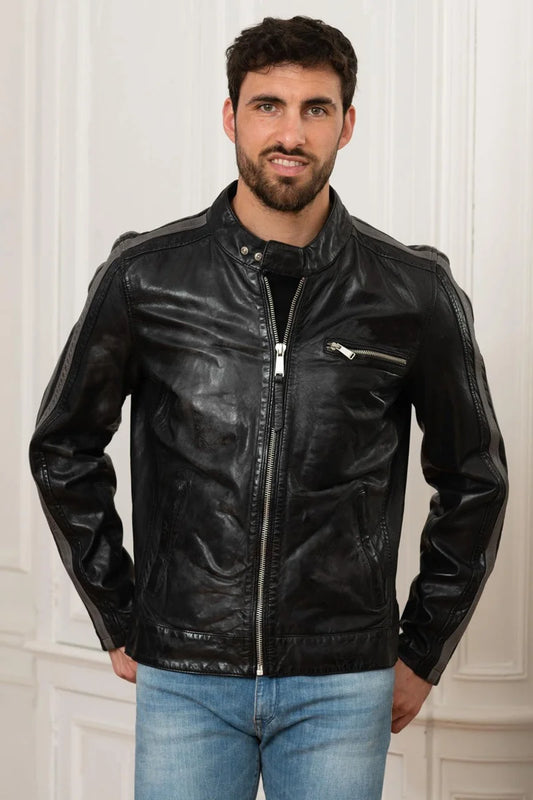 Men's Genuine Black Leather Jacket MLJ 10