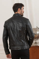 Men's Genuine Black Leather Jacket MLJ 11