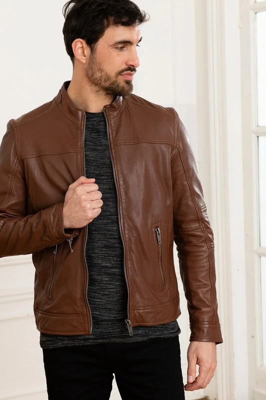 Men's Genuine Brown Leather Jacket MLJ 12