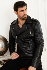 Men's Genuine Black Leather Jacket MLJ 13