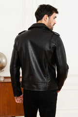 Men's Genuine Black Leather Jacket MLJ 13