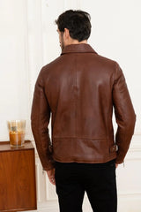 Men's Genuine Brown Leather Jacket MLJ 14