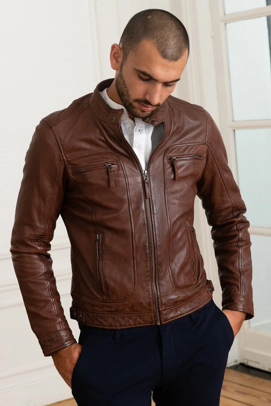 Men's Genuine Brown Leather Jacket MLJ 18