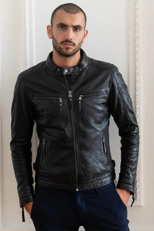 Men's Genuine Black Leather Jacket MLJ 19