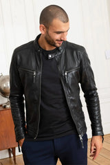 Men's Genuine Black Leather Jacket MLJ 16