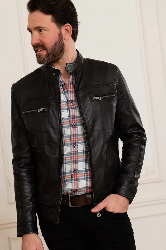 Men's Genuine Black Leather Jacket MLJ 21