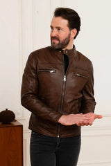 Men's Genuine Brown Leather Jacket MLJ 22