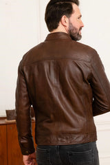 Men's Genuine Brown Leather Jacket MLJ 22