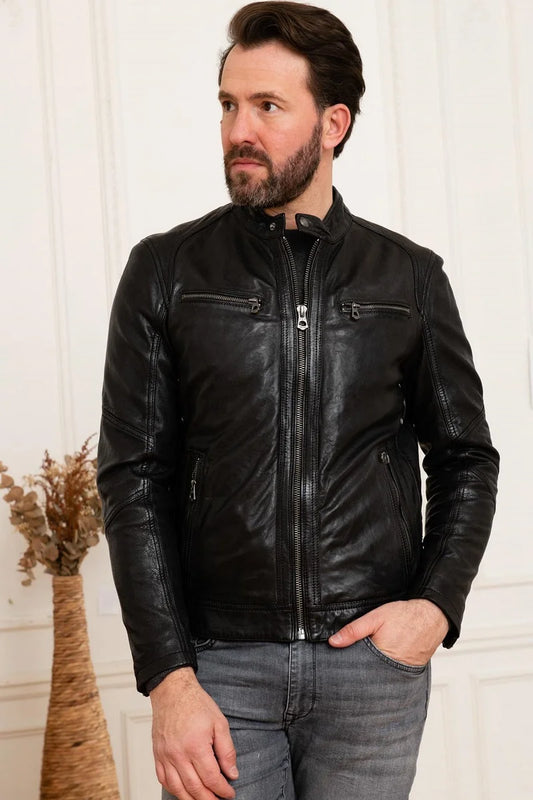 Men's Genuine Black Leather Jacket MLJ 23