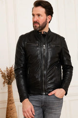 Men's Genuine Black Leather Jacket MLJ 23