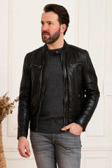 Men's Genuine Black Leather Jacket MLJ 23