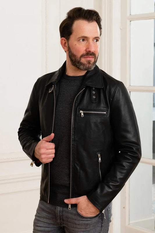 Men's Genuine Black Leather Jacket MLJ 24