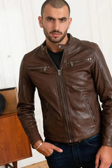 Men's Genuine Brown Leather Jacket MLJ 26