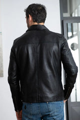 Men's Genuine Black Leather Jacket MLJ 28