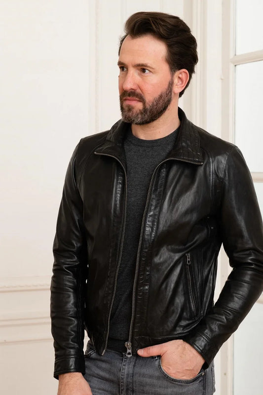 Men's Genuine Black Leather Jacket MLJ 31