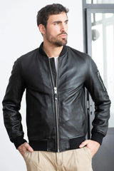 Men's Genuine Black Leather Jacket MLJ 32