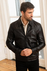 Men's Genuine Black Leather Jacket MLJ 33