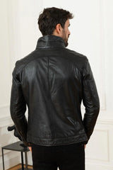 Men's Genuine Black Leather Jacket MLJ 34