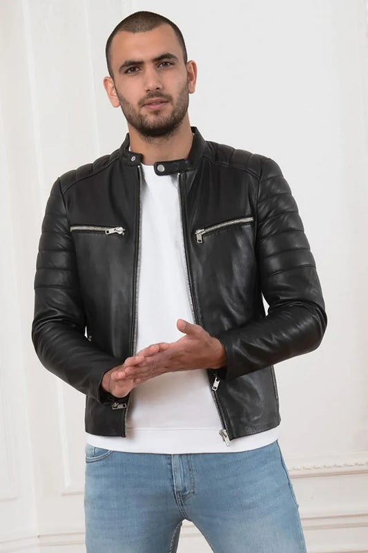 Men's Genuine Black Leather Jacket MLJ 36