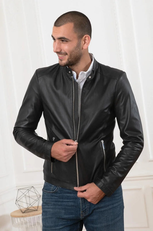 Men's Genuine Black Leather Jacket MLJ 37