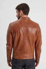 Men's Genuine Tan Leather Jacket MLJ 39