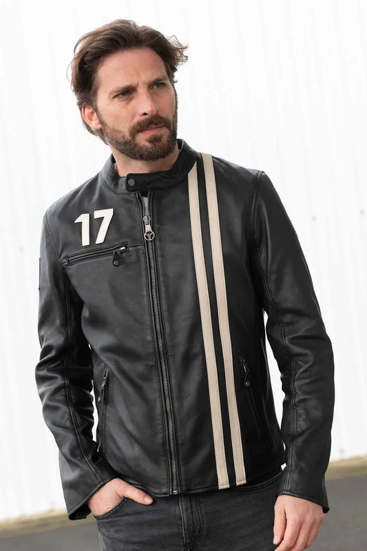 Men's Genuine Black Leather Jacket MLJ 40