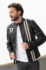 Men's Genuine Black Leather Jacket MLJ 40