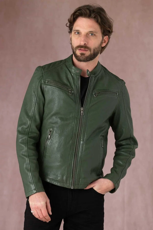 Men's Genuine Green Leather Jacket MLJ 42