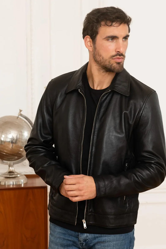 Men's Genuine Black Leather Jacket MLJ 43