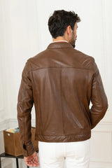 Men's Genuine Brown Leather Jacket MLJ 44