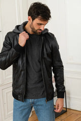 Men's Genuine Black Leather Jacket MLJ 45