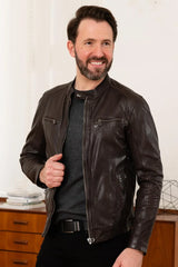 Men's Genuine Brown Leather Jacket MLJ 47
