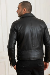 Men's Genuine Black Leather Jacket MLJ 48