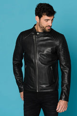 Men's Genuine Black Leather Jacket MLJ 51